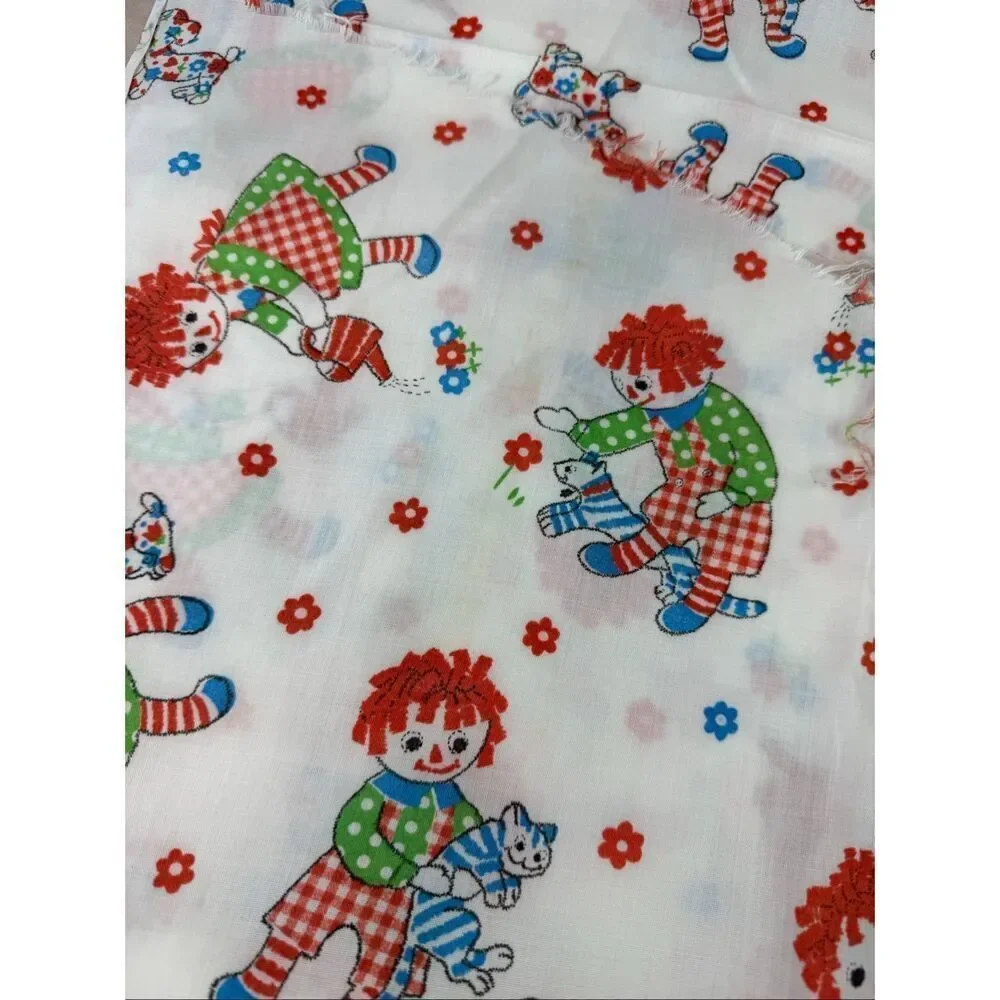 Vintage Raggedy Ann and Andy Fabric 1970s 47x116”